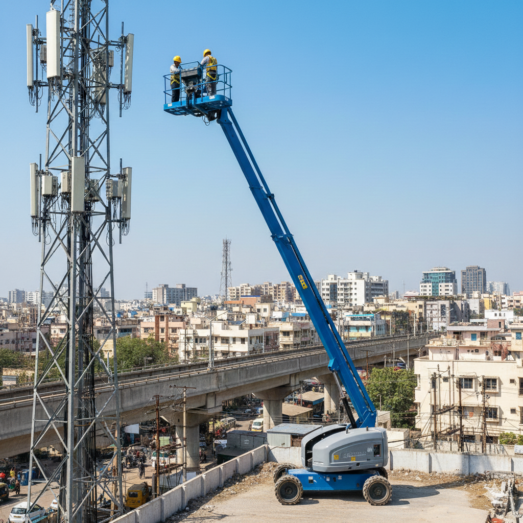 Boom lift working at height in Mumbai